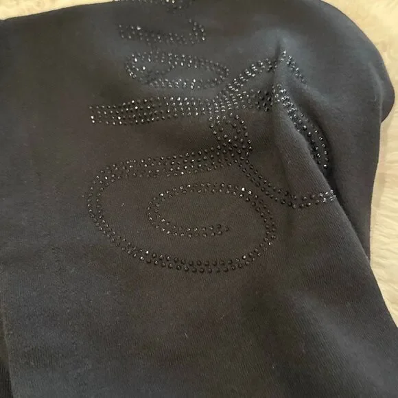 NWT Young, LA black hoodie, hooded sweatshirt, black rhinestone embellishment - Picture 3 of 5